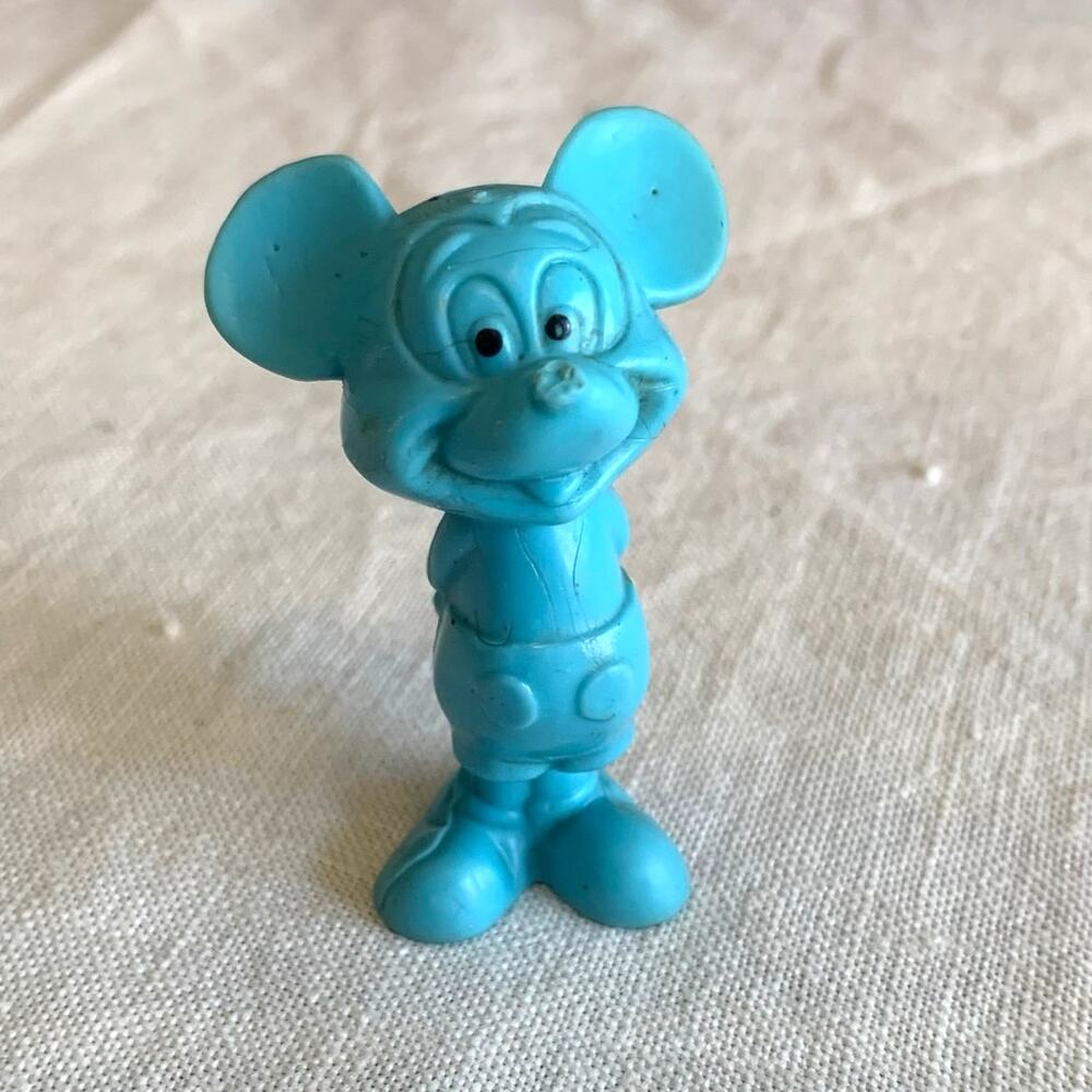 Mickey Mouse Vintage Blue 2.5" Rubber Figure Hong Kong Walt Disney Productions